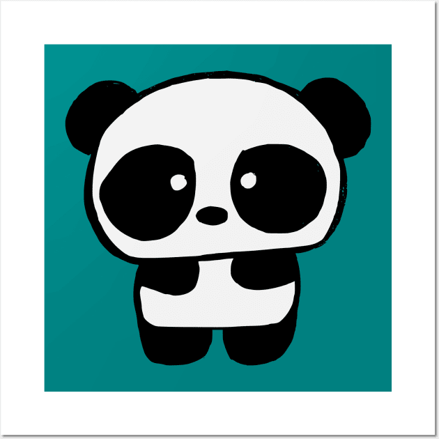 Cute Baby Panda - Teal Wall Art by 1000 Pandas